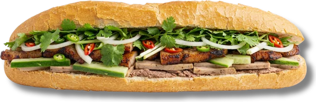 Bánh mì sandwich with pickled vegetables and cilantro